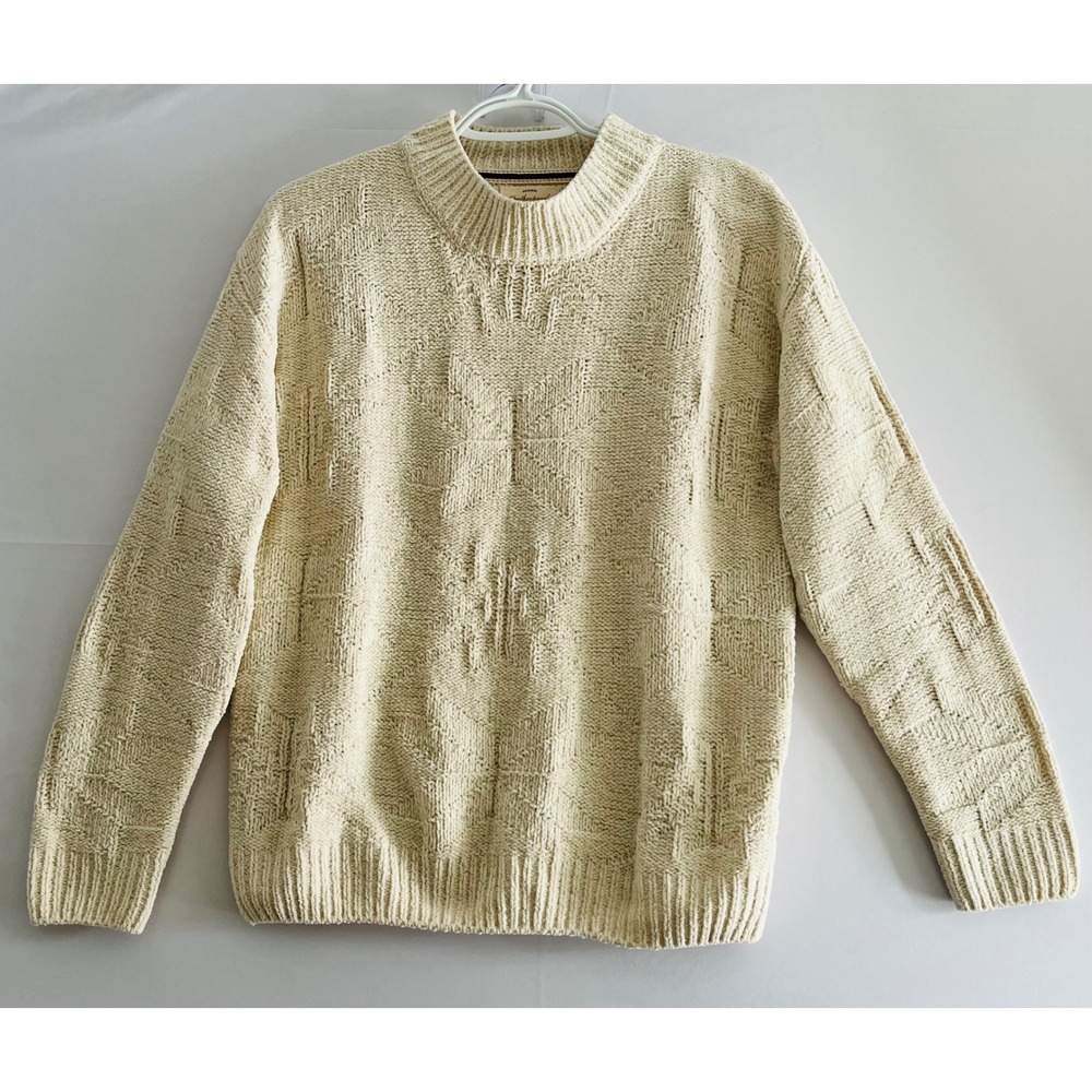 Weatherproof Vintage Women's M Cream Chenille Metallic Shimmer Snowflake Sweater